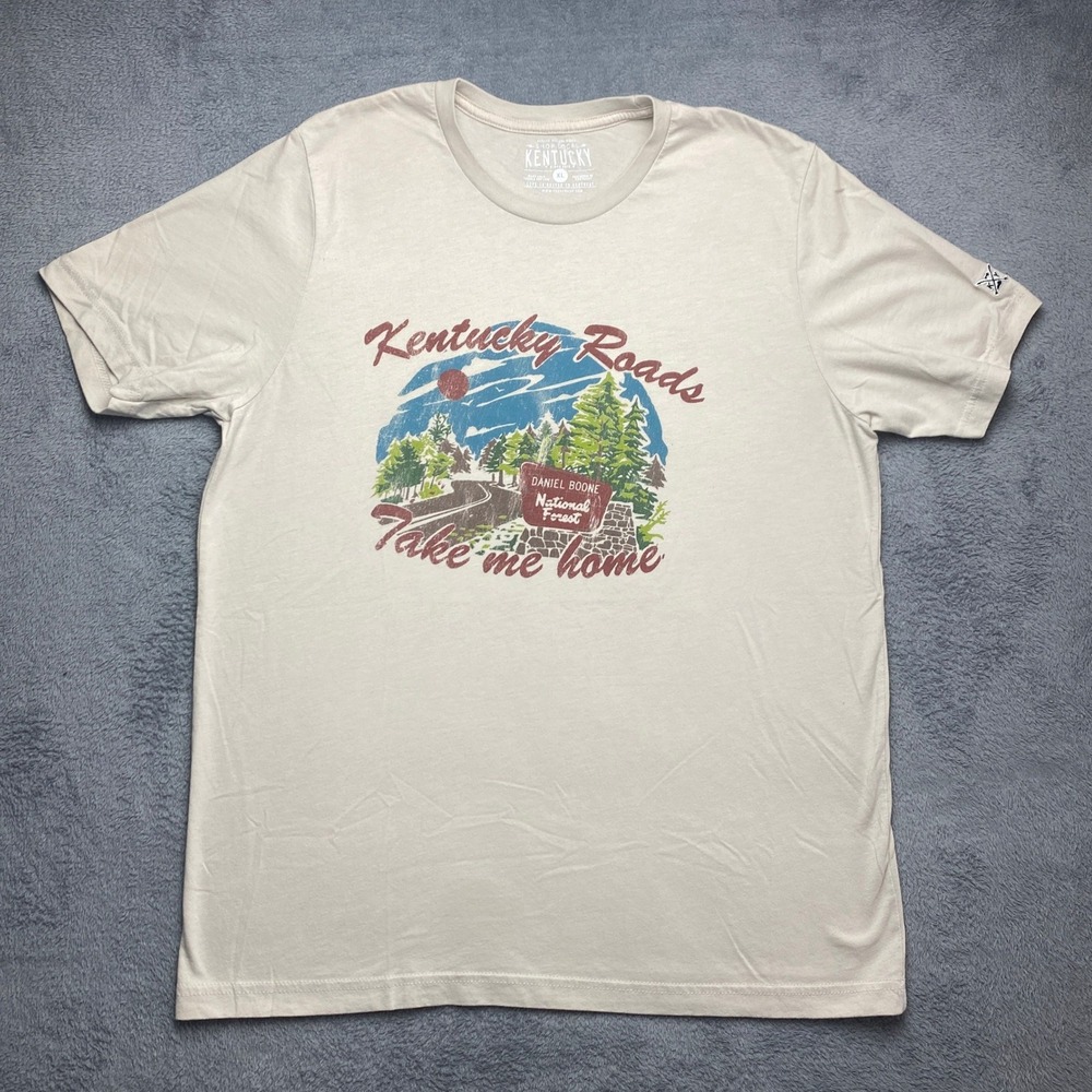 Shop Local Kentucky Tshirt‎ Mens XL Daniel Boone National Forest Graphic Cream